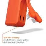 CYGNETT Thumboost Power Bank 5,000mAh + USB-C Καλώδιο Combo, 2XUSB-C - ΠΟΡΤΟΚΑΛΙ - CY-CY5358PBCHE 