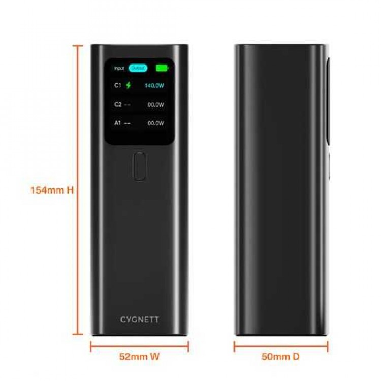 CYGNETT HighPWR 27.000mAh Laptop Power Bank (148W) με θήκη Case, Fast charge 3Χ συσκευών - ΜΑΥΡΟ - CY-CY5381PBCHE