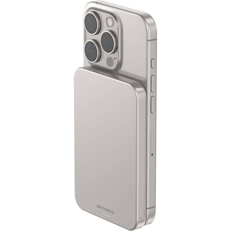 DECODED MAGSAFE Qi2 15W SLIM Magnetic MAGSAFE Ασυύρματης φόρτισης PowerBank 5.000 mAh (Qi2) - Titan - DE-D25MSPB5TM