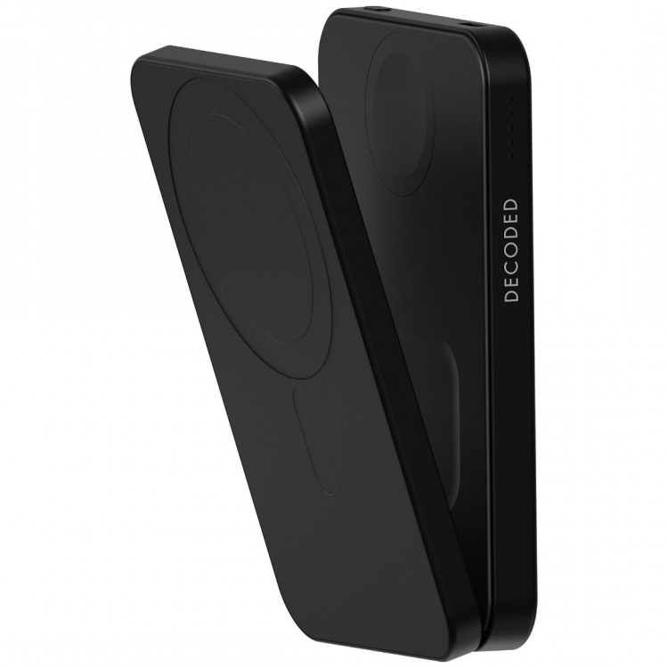DECODED 4σε1 MAGSAFE SLIM Magnetic Wireless PowerBank 8.000mAh & αναδιπλούμενη Βάση με MAGSAFE 15W , Θύρα 20W USB-C PD για iPhone/Watch/AirPods - ΜΑΥΡΟ - DE-D25MSPB5ST3BK