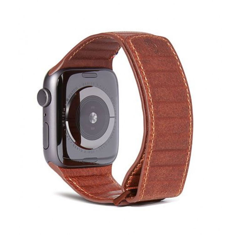 Decoded Δερμάτινο Strap ΜΑΓΝΗΤΙΚΟ Traction για Apple Watch SERIES - 42mm-44mm-45mm - ΚΑΦΕ - D9AWS44TS1CBN