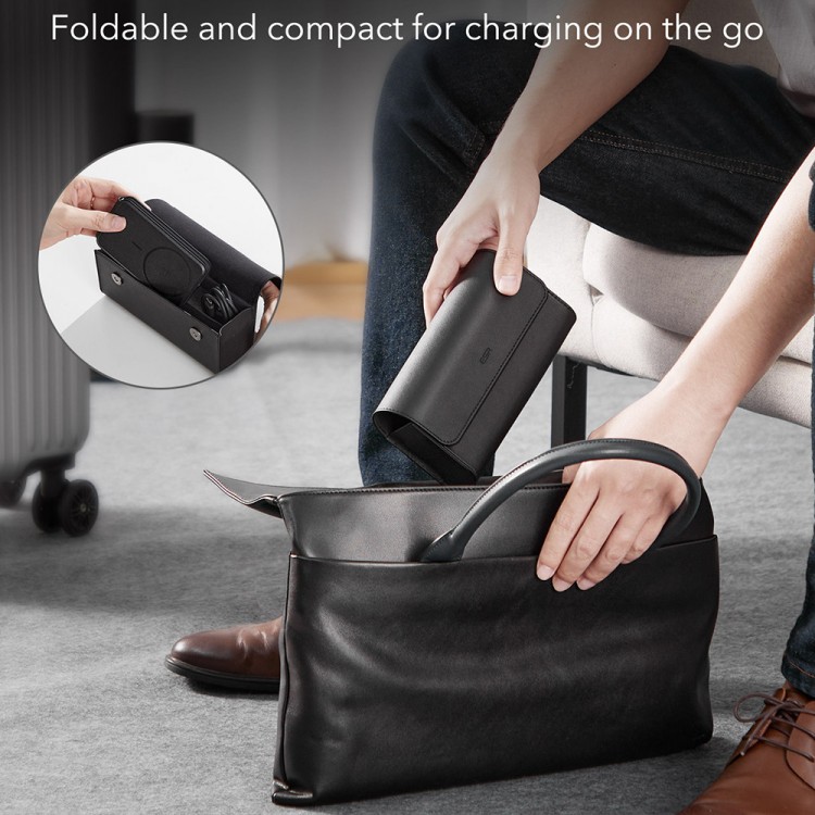 ESR Premium 3σε1 MAGSAFE Travel Σετ Ασύρματης Φόρτισης με τσαντάκι αξεσουάρ, για APPLE iPhone, MFi Apple Watch, AirPods, Qi2 15W - ΜΑΥΡΟ - 2C569