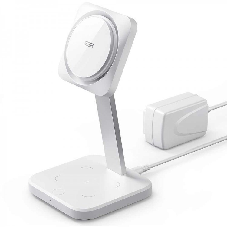 ESR HaloLock 2-in-1 MagSafe Ασύρματoς Φόρτιστης STAND με CryoBoost, Fast Charge, Phone Cooling, για iPhone 14/13/12 Series, AirPods Pro/3/2 - Arctic ΛΕΥΚΟ