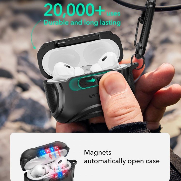 Θήκη ESR CYBER ARMOR FLICKLOCK HALOLOCK MAGSAFE για APPLE AIRPODS PRO 3 Gen. 2025 - ΜΑΥΡΟ 