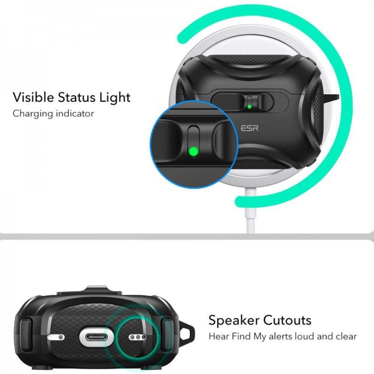 Θήκη ESR CYBER ARMOR FLICKLOCK HALOLOCK MAGSAFE για APPLE AIRPODS PRO 3 Gen. 2025 - ΜΑΥΡΟ 