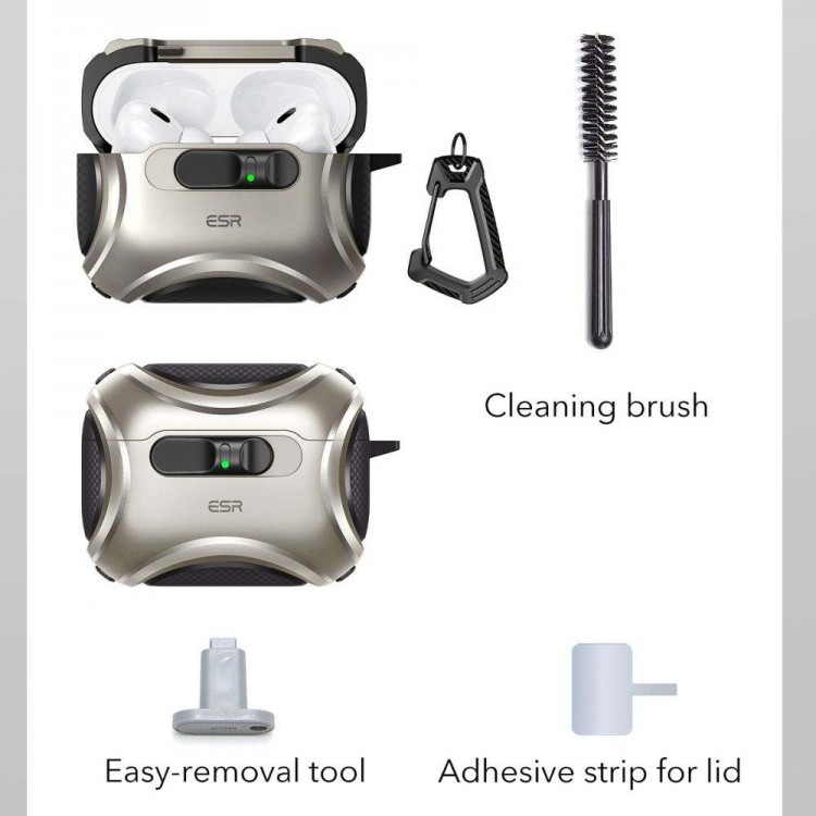 Θήκη ESR CYBER ARMOR FLICKLOCK HALOLOCK MAGSAFE για APPLE AIRPODS PRO 3 Gen. 2025 - ΤΙΤΑΝΙΟ