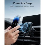 ESR Premium MagSafe ΣΕΤ Ασύρματης βάσης φόρτισης αυτοκινήτου HaloLock CryoBoost για Air Vent, 36W QC 3.0 - FROSTED ONYX ΜΑΥΡΟ - BK918