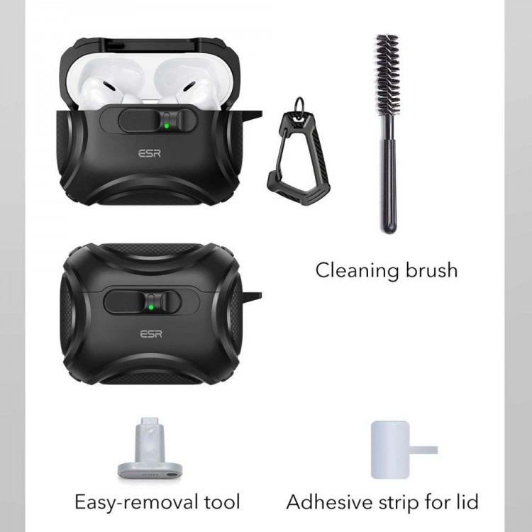 Θήκη ESR CYBER ARMOR FLICKLOCK HALOLOCK MAGSAFE για APPLE AIRPODS PRO 3 Gen. 2025 - ΜΑΥΡΟ 