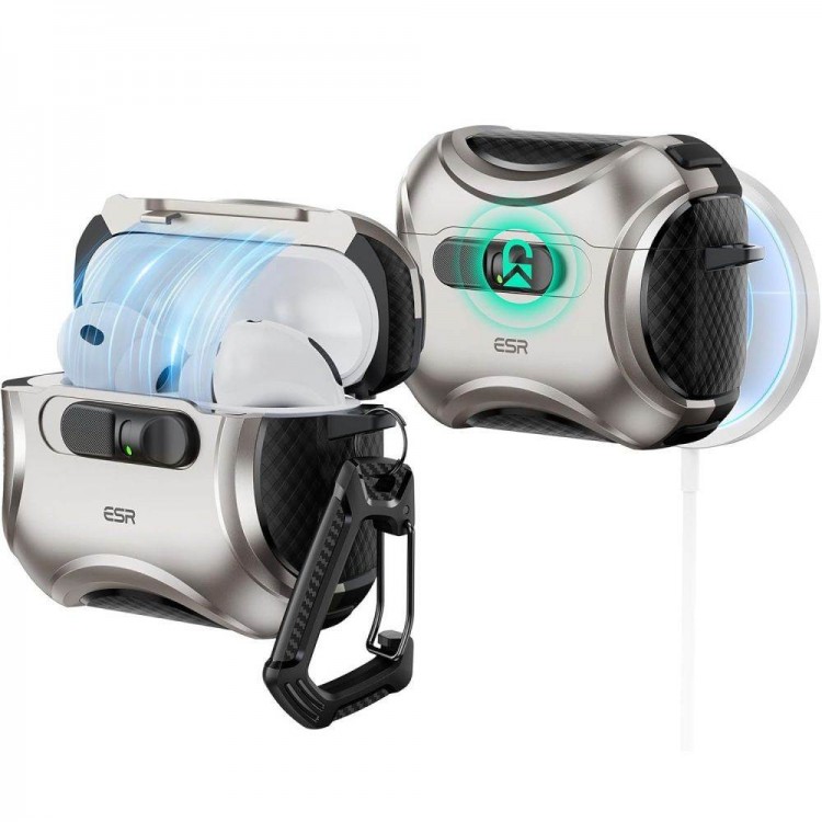 Θήκη ESR CYBER ARMOR FLICKLOCK HALOLOCK MAGSAFE για APPLE AIRPODS PRO 3 Gen. 2025 - ΤΙΤΑΝΙΟ