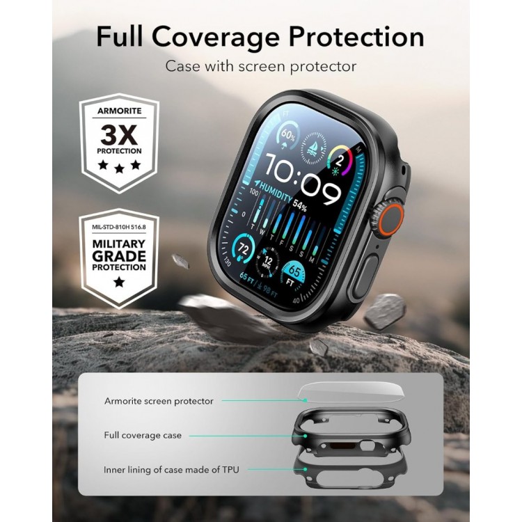 Θήκη ESR Armorite Protection Set για APPLE WATCH Ultra 1/ Ultra 2/ ULTRA 3 - 49 MM - ΜΑΥΡΟ