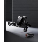 ESR Premium MagSafe ΣΕΤ Ασύρματης βάσης φόρτισης αυτοκινήτου HaloLock CryoBoost για Air Vent, 36W QC 3.0 - FROSTED ONYX ΜΑΥΡΟ - BK918
