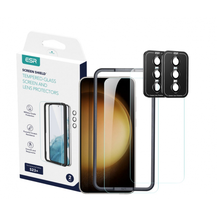 ESR Γυαλί προστασίας Screen Shield για Οθόνη Samsung GALAXY S23+ PLUS, SET 2-PACK + CAMERA GLASS - ΔΙΑΦΑΝΟ