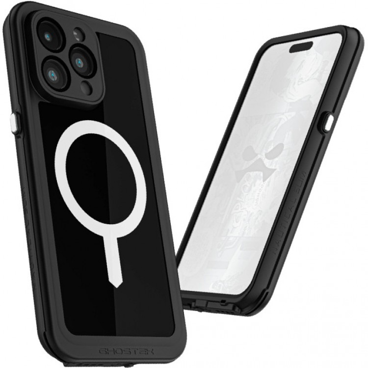 ΘΗΚΗ GHOSTEK NAUTICAL SLIM MAGSAFE ΑΔΙΑΒΡΟΧΗ για APPLE IPHONE 15 PRO MAX 6.7 2023 - ΔΙΑΦΑΝΟ ΜΑΥΡΟ - GHOCAS3622