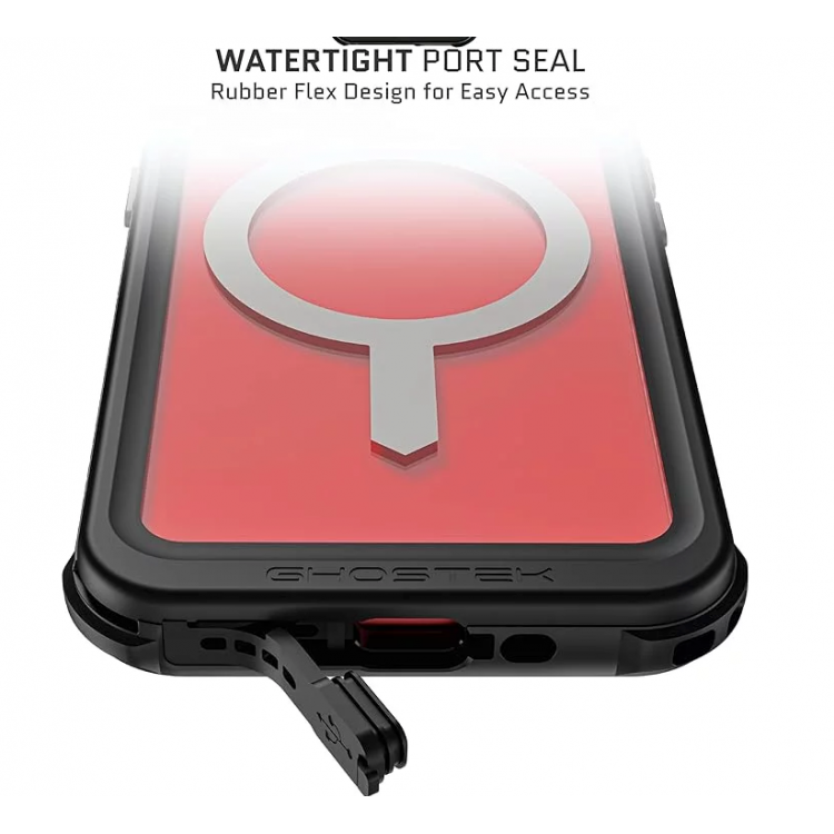 ΘΗΚΗ GHOSTEK NAUTICAL 4 MAGSAFE ΑΔΙΑΒΡΟΧΗ με κλιπ ζώνης για APPLE IPHONE 15 6.1 2023 - ΔΙΑΦΑΝΟ ΜΑΥΡΟ - GHOCAS3609