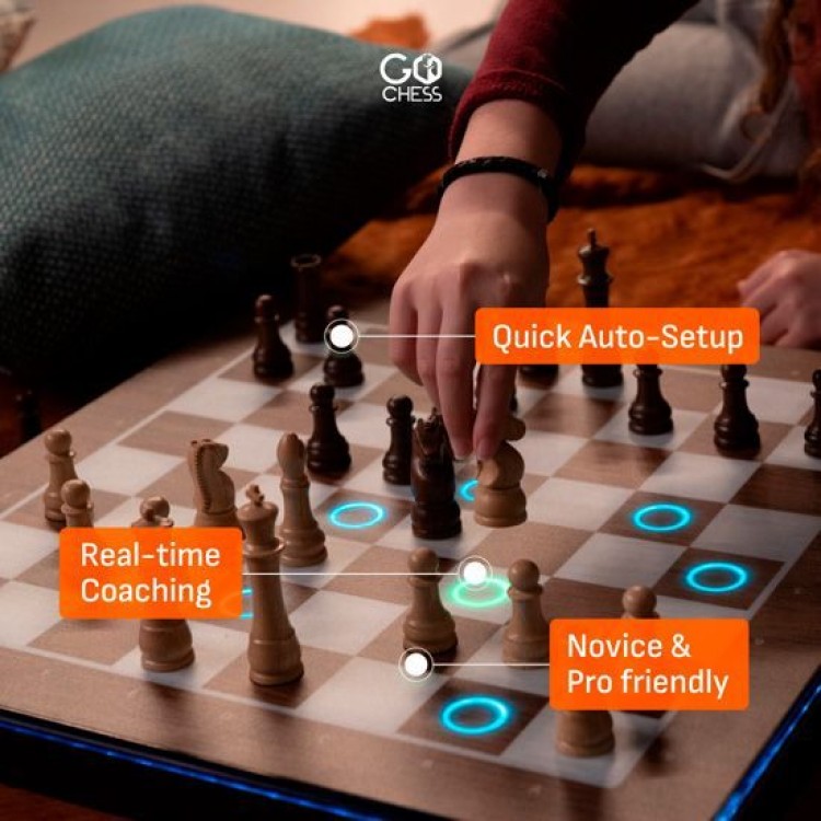 Particula GoChess Mini, AI Electronic Chess Board, Connected Σκακιέρα με βοήθεια προπονητή, Μαγνητικούς αισθητήρες & Mobile App - PA-GCHSN1-MINI
