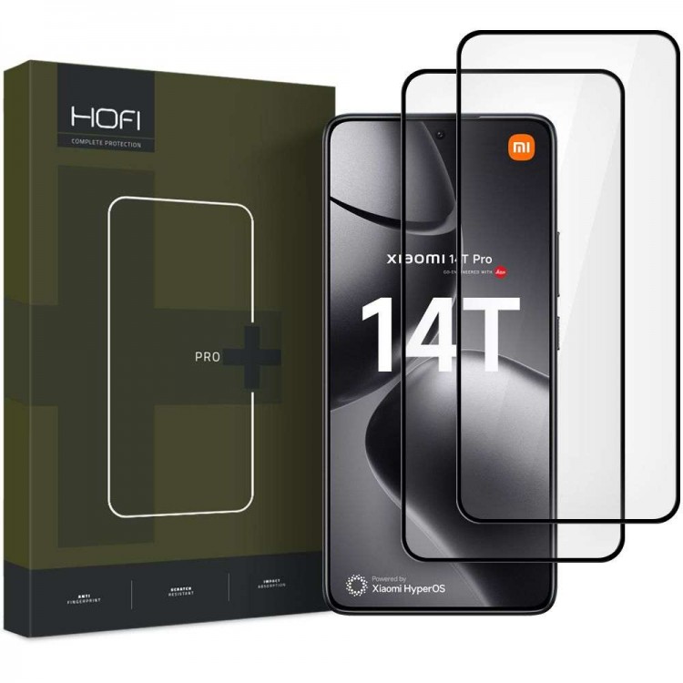 HOFI TEMPERED GLASS HYBRID PRO PLUS FOR XIAOMI 14T / 14T PRO - ΜΑΥΡΟ - 2 TEM