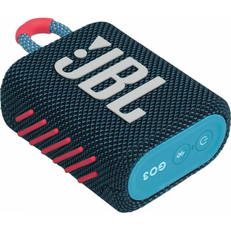 JBL GO3 Φορητό Ασύρματο Bluetooth Ηχείο, Waterproof IP67 Palm Sized Water Resistant - ΜΠΛΕ ΡΟΖ - JBLGO3BLUP