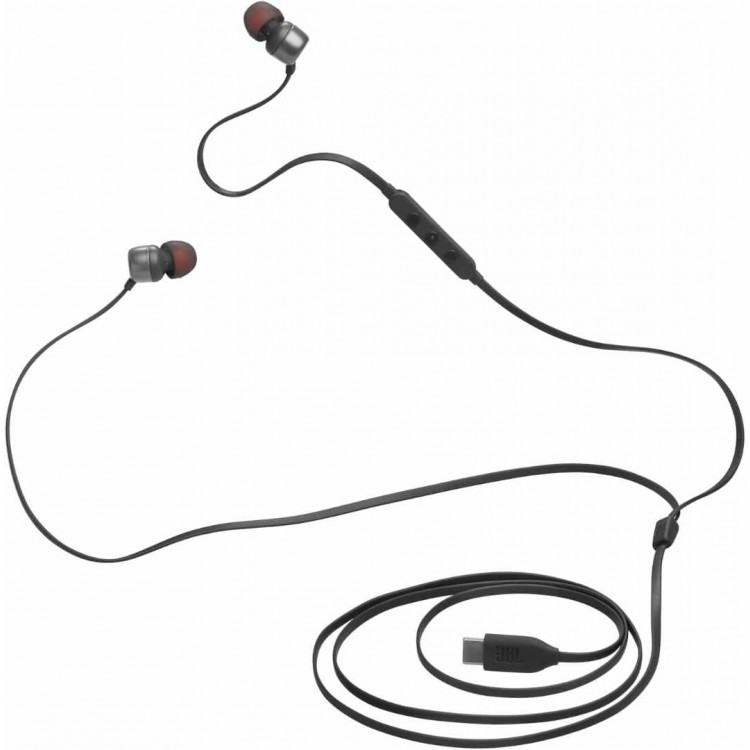 JBL by HARMAN Tune 310C, Flat cable Ακουστικά Hands-Free Wired In-Ear Pure Bass Sound, Μικρόφωνο και USB-C Θύρα - ΜΑΥΡΟ - HA-JBLT310CBLK