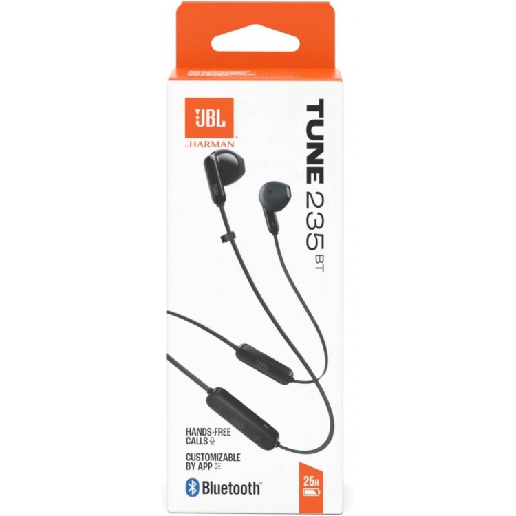 JBL Tune T235 BT, Ακουστικά BLUETOOTH Hands-Free FLAT CABLE 3-buttons + Mic, Remote με εργονομικά Ear Pads - ΜΑΥΡΟ - JBLT235BTBLK
