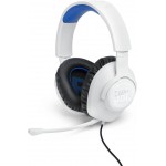 JBL by HARMAN Quantum 100P για Gaming ,Wired 3.5mm Jack, Over-Head Ενσύρματα ακουστικά με αποσπώμενο BOOM μικρόφωνο - Λευκό/Μπλε - JBLQ100PWHTBLU