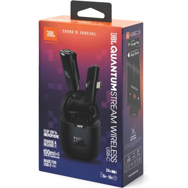 JBL by HARMAN Micro Quantum Stream Wireless BT USB-C Ασύρματα Ακουστικά Ear-Buds, Wearable wireless streaming microphone - ΜΑΥΡΟ - HA-JBLSTRMWLUSBCBLK