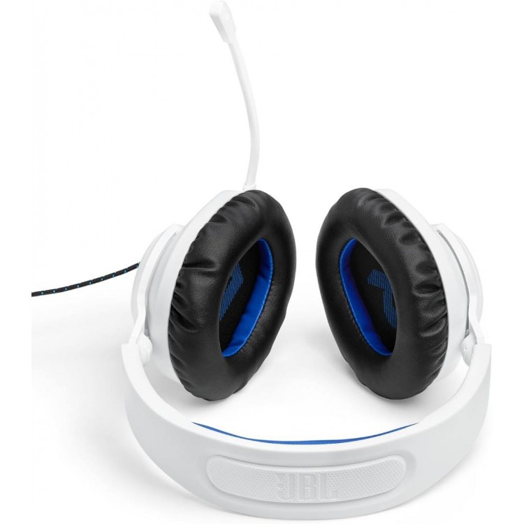 JBL by HARMAN Quantum 100P για Gaming ,Wired 3.5mm Jack, Over-Head Ενσύρματα ακουστικά με αποσπώμενο BOOM μικρόφωνο - Λευκό/Μπλε - JBLQ100PWHTBLU