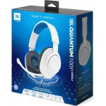 JBL by HARMAN Quantum 100P για Gaming ,Wired 3.5mm Jack, Over-Head Ενσύρματα ακουστικά με αποσπώμενο BOOM μικρόφωνο - Λευκό/Μπλε - JBLQ100PWHTBLU