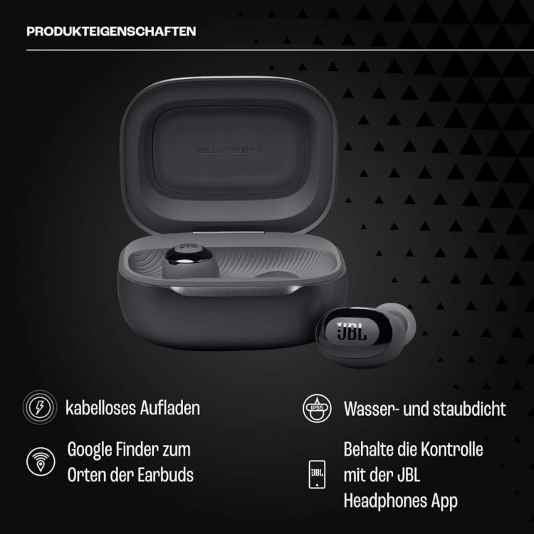 JBL by HARMAN Live Buds 3, True Ασύρματα Ακουστικά Ear-Buds Headphones, True ANC, BT Headset Hands-Free με εργονομικά Earbuds - ΜΑΥΡΟ - JBLLIVEBUDS3BLK