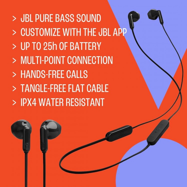 JBL Tune T235 BT, Ακουστικά BLUETOOTH Hands-Free FLAT CABLE 3-buttons + Mic, Remote με εργονομικά Ear Pads - ΜΑΥΡΟ - JBLT235BTBLK