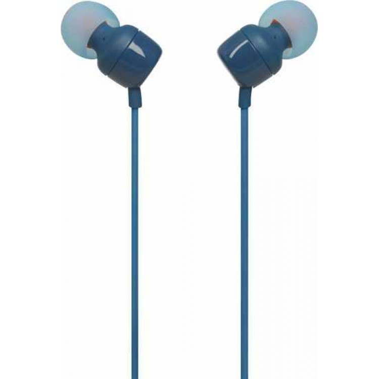 JBL by HARMAN, T110 Ακουστικά mic Hands-Free FLAT CABLE με εργονομικά Ear Pads - ΜΠΛΕ - JBLT110BLUE