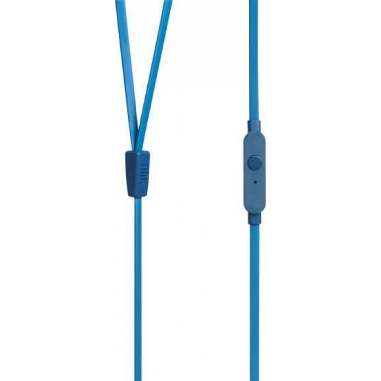 JBL by HARMAN, T110 Ακουστικά mic Hands-Free FLAT CABLE με εργονομικά Ear Pads - ΜΠΛΕ - JBLT110BLUE
