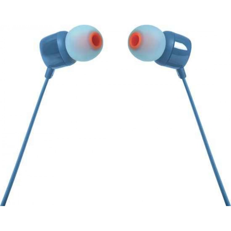 JBL by HARMAN, T110 Ακουστικά mic Hands-Free FLAT CABLE με εργονομικά Ear Pads - ΜΠΛΕ - JBLT110BLUE