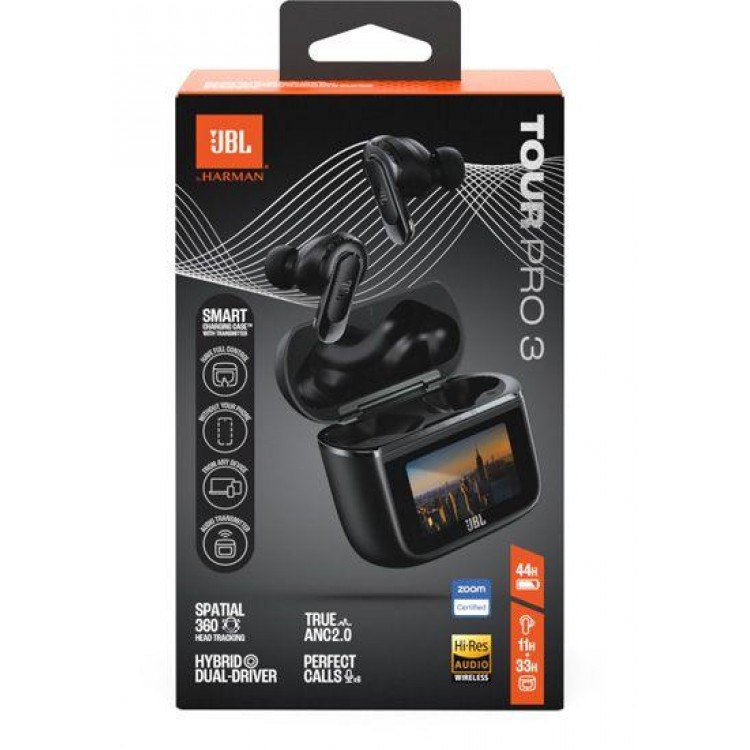 JBL by HARMAN Tour Pro 3 In-earS, True Ασύρματα Ακουστικά Ear-Buds Headphones, True ANC, Wrl. Charging, Touch, BT Headset Hands-Free με εργονομικά Earbuds - ΜΑΥΡΟ - JBLTOURPRO3BLK