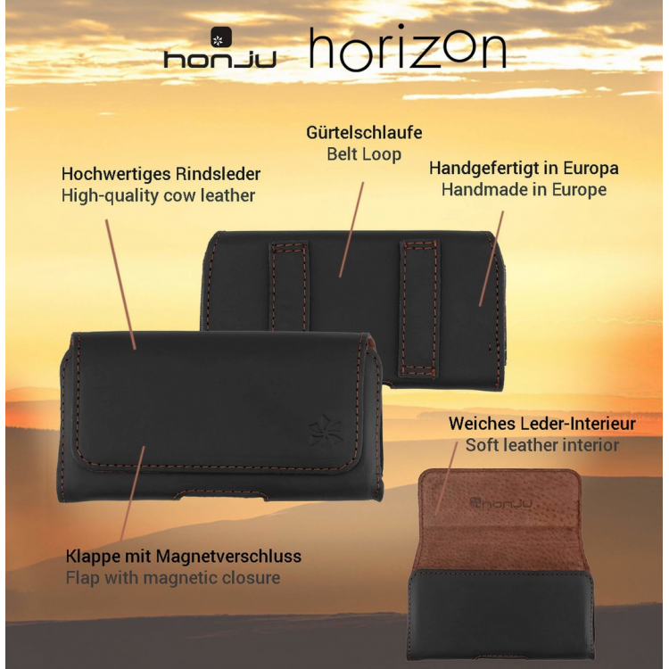 Θήκη Honju horizon Smooth Ζώνης Δερματινη με μαγνητικο κούμπωμα UNIVERSAL για Apple iPhone 15/14 Plus & 15/14/13/12/11 Pro Max & XS Max - ΜΑΥΡΗ - 62077