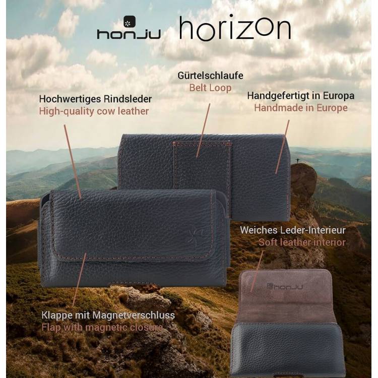 Θήκη Honju horizon Ζώνης Δερματινη με μαγνητικο κούμπωμα UNIVERSAL για Samsung Galaxy S7,S8,S9,S10,S21,S22,S23,S24, XCOVER - ΜΑΥΡΗ - HHSAMSUNG 