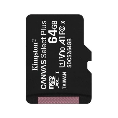 Kingston MicroSDXC Κάρτα Μνήμης Canvas Select Plus, Class 10 / UHS-1 U3, 64GB - ΜΑΥΡΟ - SDCS2/64GBSP