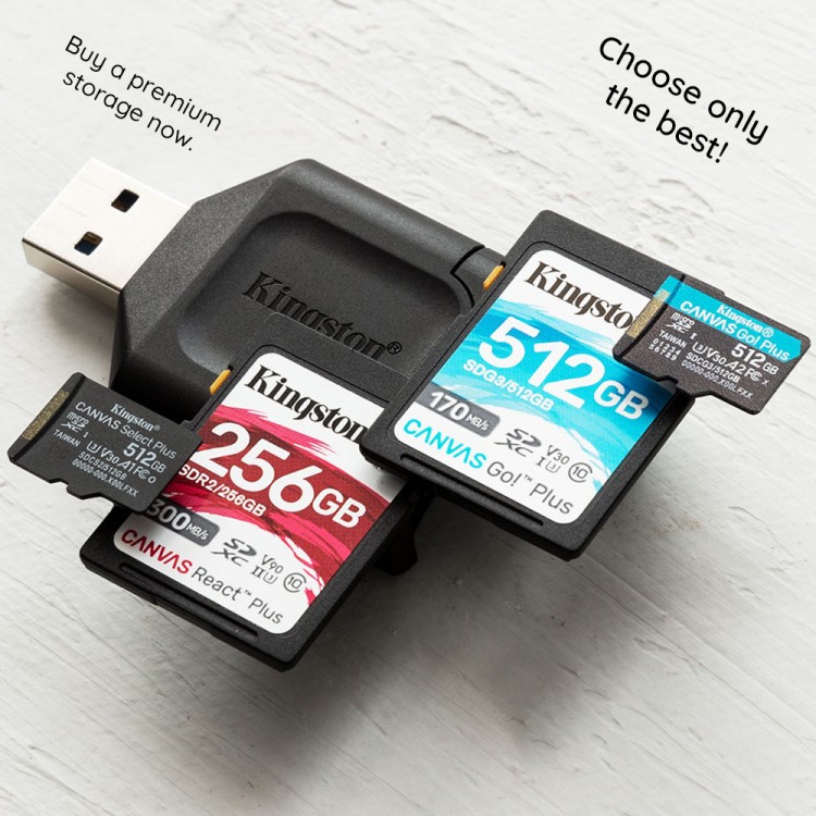Kingston MicroSDXC Κάρτα Μνήμης Canvas Select Plus, Class 10 / UHS-1 U3, 64GB - ΜΑΥΡΟ - SDCS2/64GBSP
