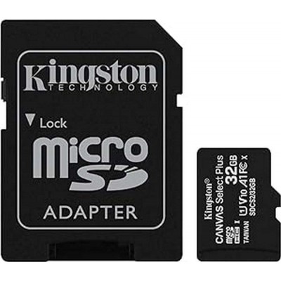 Kingston Κάρτα Μνήμης MicroSDHC Canvas Select Plus Android A1, με Adapter, 32GB, Class 10/UHS-1 U1 - ΜΑΥΡΟ - SDCS2/32GB