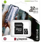 Kingston Κάρτα Μνήμης MicroSDHC Canvas Select Plus Android A1, με Adapter, 32GB, Class 10/UHS-1 U1 - ΜΑΥΡΟ - SDCS2/32GB