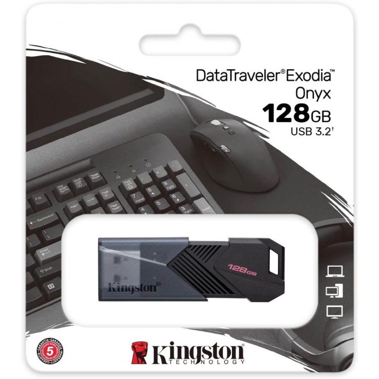 Kingston Memory Stick DataTraveler Exodia Onyx USB 3.2 Stick FlashDrive, 128GB - ΜΑΥΡΟ - DTXON/128GB