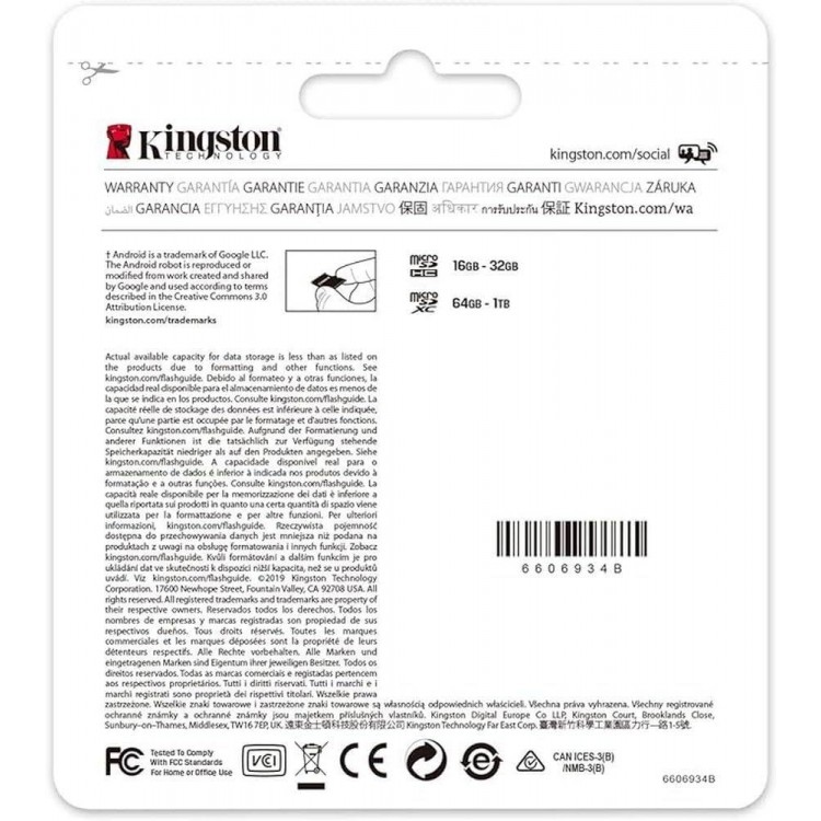 Kingston Κάρτα Μνήμης MicroSDHC Canvas Select Plus Android A1, με Adapter, 32GB, Class 10/UHS-1 U1 - ΜΑΥΡΟ - SDCS2/32GB