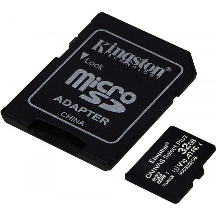 Kingston Κάρτα Μνήμης MicroSDHC Canvas Select Plus Android A1, με Adapter, 32GB, Class 10/UHS-1 U1 - ΜΑΥΡΟ - SDCS2/32GB