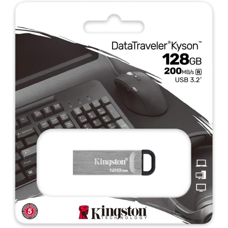 KINGSTON USB Stick DT Kyson (DTKN/128GB) - USB-A 3.2 FlashDrive, 128GB - Black