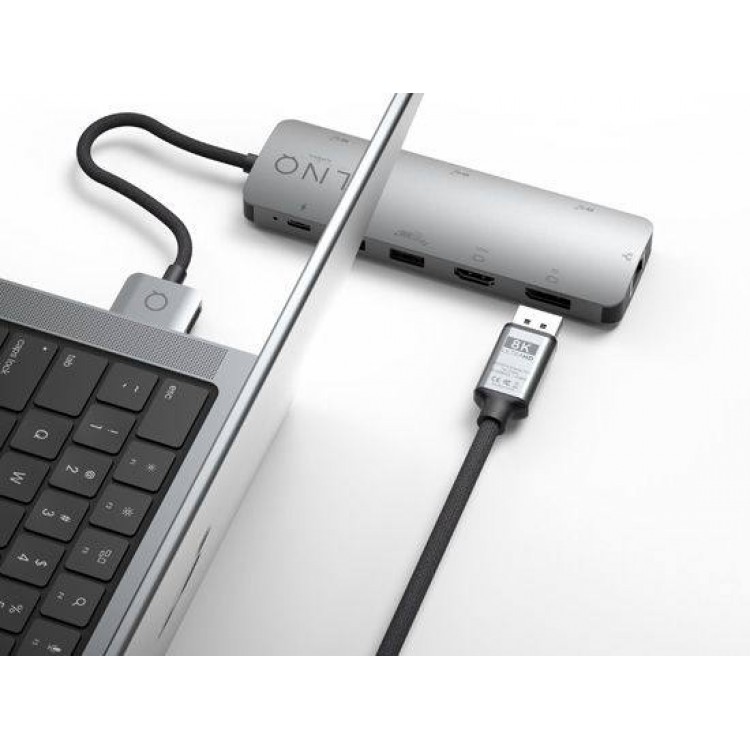 LINQ PRO καλώδιο Braided Display Port σε Display Port, για 8K Display/TV 8K/60Hz ή 4K/144Hz 32Gbps , DP1.4 32Gbps HDR, 2μ. - LQ-LQ48025 - ΓΚΡΙ