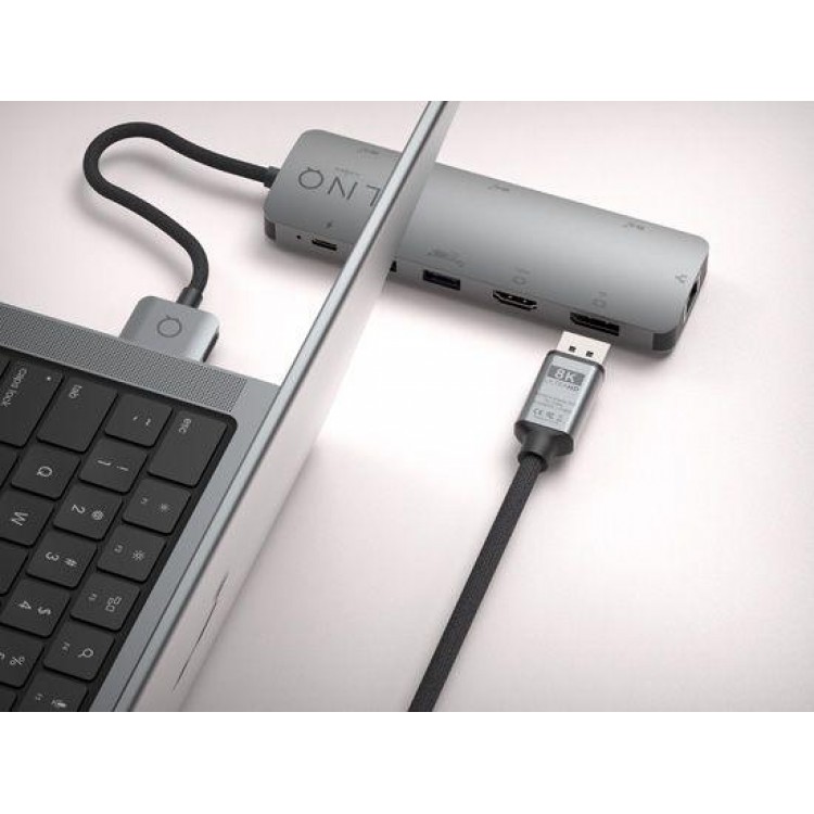 LINQ PRO καλώδιο Braided Display Port σε Display Port, για 8K Display/TV 8K/60Hz ή 4K/144Hz 32Gbps , DP1.4 32Gbps HDR, 2μ. - LQ-LQ48025 - ΓΚΡΙ