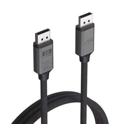 LINQ PRO καλώδιο Braided Display Port σε Display Port, για 8K Display/TV 8K/60Hz ή 4K/144Hz 32Gbps , DP1.4 32Gbps HDR, 2μ. - LQ-LQ48025 - ΓΚΡΙ