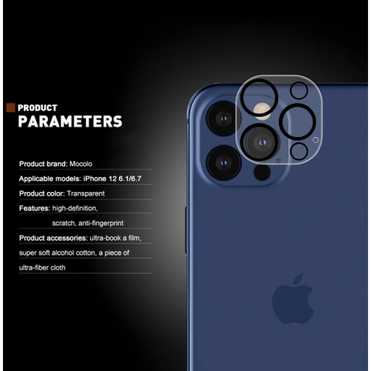 MOCOLO Γυαλί προστασίας TG+ για CAMERA LENS του APPLE IPHONE 12 PRO 6.1 - ΔΙΑΦΑΝΟ ΜΑΥΡΟ