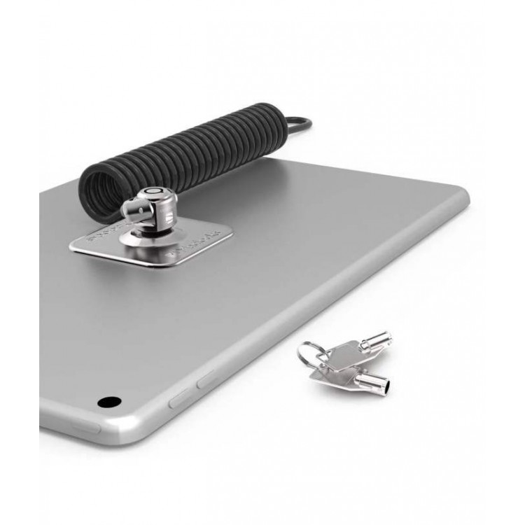 Maclocks Compulocks Universal Tablet Lock Adhesive Security Plate with Keyed Coiled Cable Lock - M1-CL15CUTL