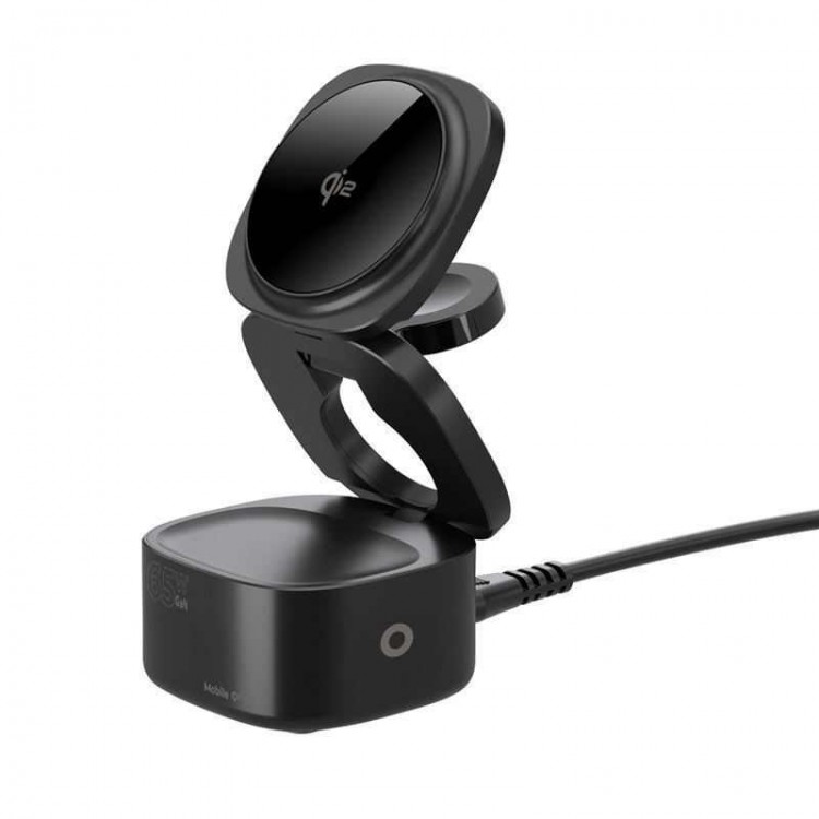 Mobile Origin 65W GaN 5-σε-1 Αναδιπλούμενος MagSafe Magnetic Qi2 ασύρματος σταθμός φόρτισης for SMARTPhone, Apple Watch και Airpods PW1 - ΜΑΥΡΟ - MO-51-FDCH-PW1