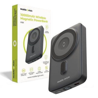 Mobile Origin Ασύρματος Φορτιστής MAGSAFE 15W Powerbank 10.000mAh, PB9 - ΜΑΥΡΟ - MO-WMP-PB9